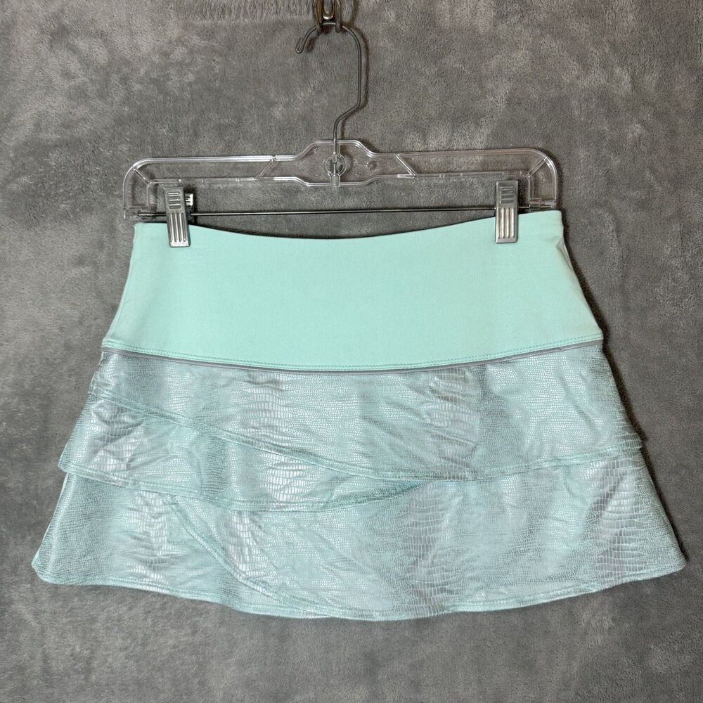 Lucky in Love Mint Green Reptile Patterned Tennis Skort Small Ruffle Tennis